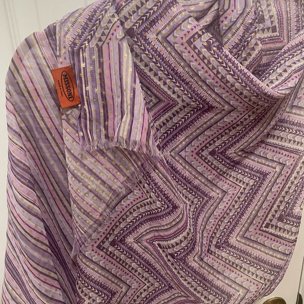 Missoni Lavender and Gold Striped Scarf